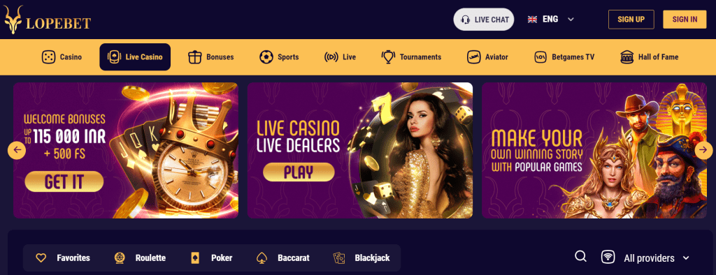 lopebet live casino section